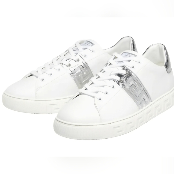 Versace Shoes - Versace Croc-Print Wht Silver Leather (Unisex) Snkers EU 40 /US Mens Sz 7 Wmns 9